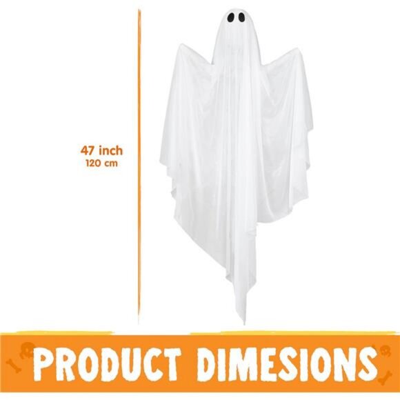 47” Halloween Hanging Light up Ghost Decoration Outdoor with Purple LED - Picture 2 of 8